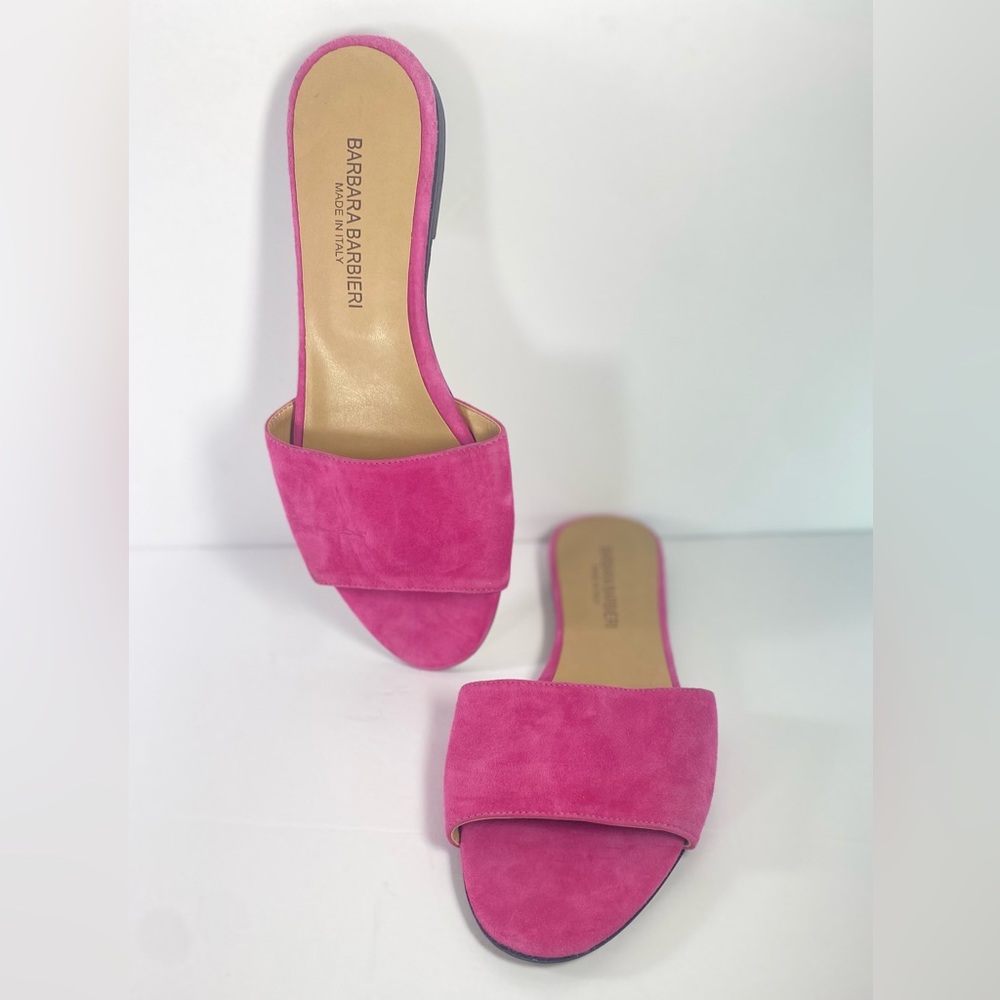 NWOT Barbara Barbieri Pink Suede Leather Sandals Flats Sz 6 Spring Summer Dress